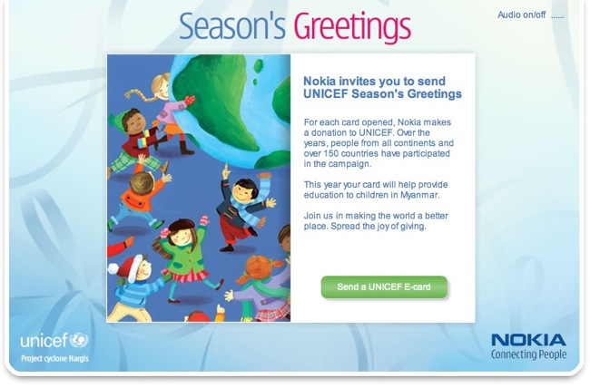 Featured image of post Unicef & Nokia : cartes de voeux virtuelles