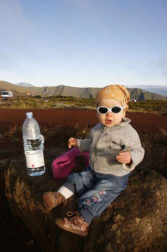 Pas de Bellecombe, admirant le Piton de la Fournaise